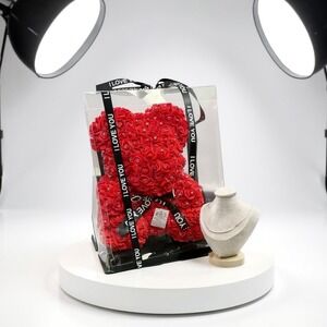 Danecraft Italy 925 Sterling Silver "I Love You " Heart Necklace+ Rose Bear Gift